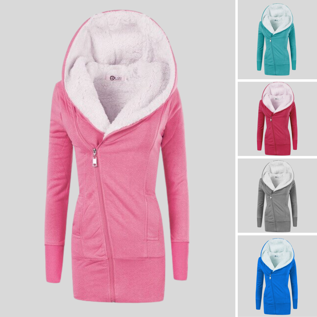 Lillymoda | Annika - Fleece-Kapuzen-Strickjacke