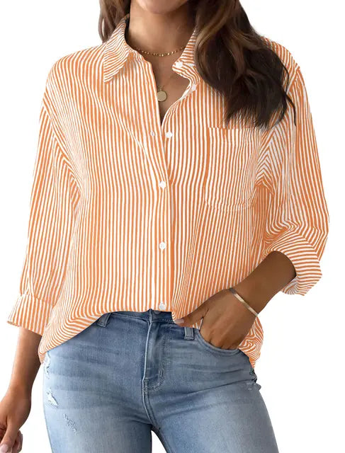 Festliche Bluse mit Knopfleiste für Frauen mit klassischem Muster