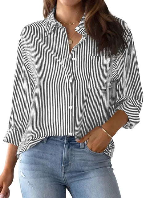 Festliche Bluse mit Knopfleiste für Frauen mit klassischem Muster
