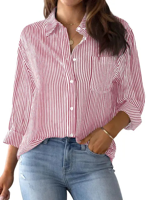 Festliche Bluse mit Knopfleiste für Frauen mit klassischem Muster