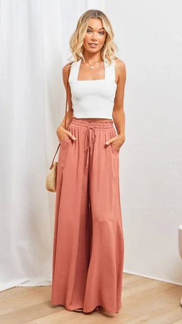 Dona - Lässige weite Hose mit hohem Bund