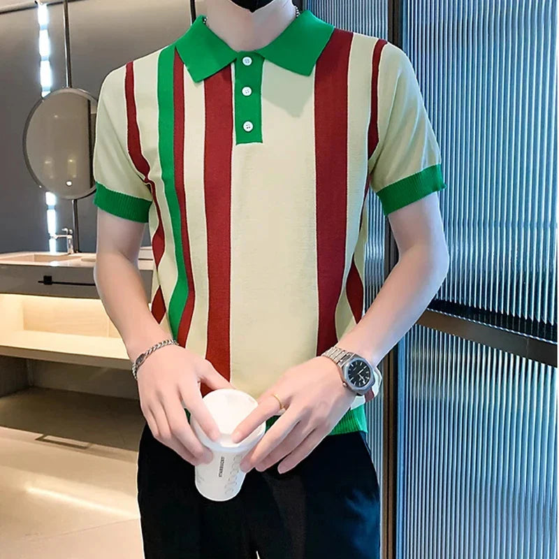 Lennard - Gestreiftes Strick-Poloshirt