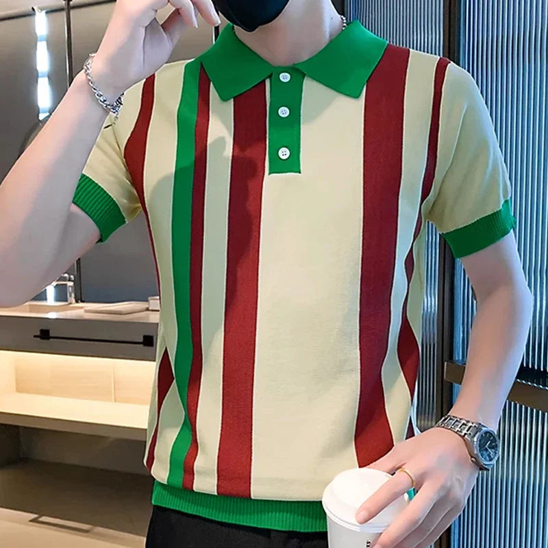 Lennard - Gestreiftes Strick-Poloshirt