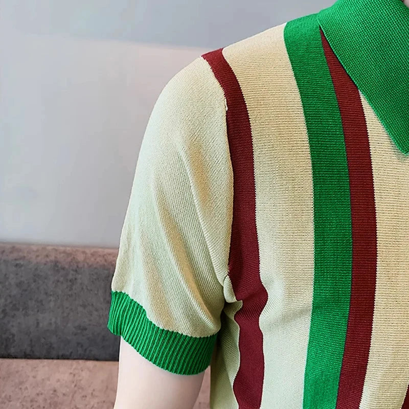 Lennard - Gestreiftes Strick-Poloshirt