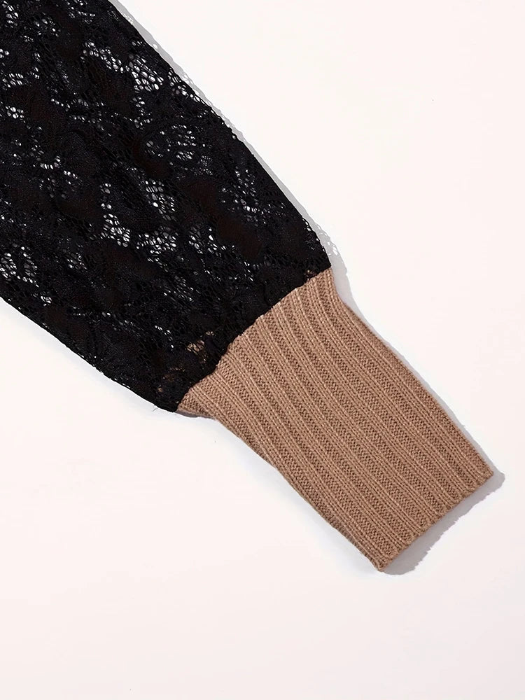 Lillymoda | Collins - Strickpullover mit V-Ausschnitt und Spitzenärmeln