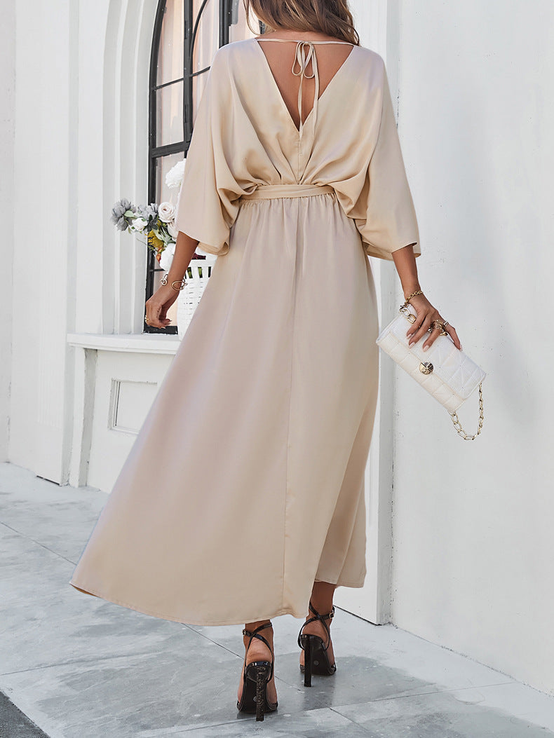 Lillymoda | Jaelyn - Elegantes V-Ausschnitt-Kleid mit Gürtel
