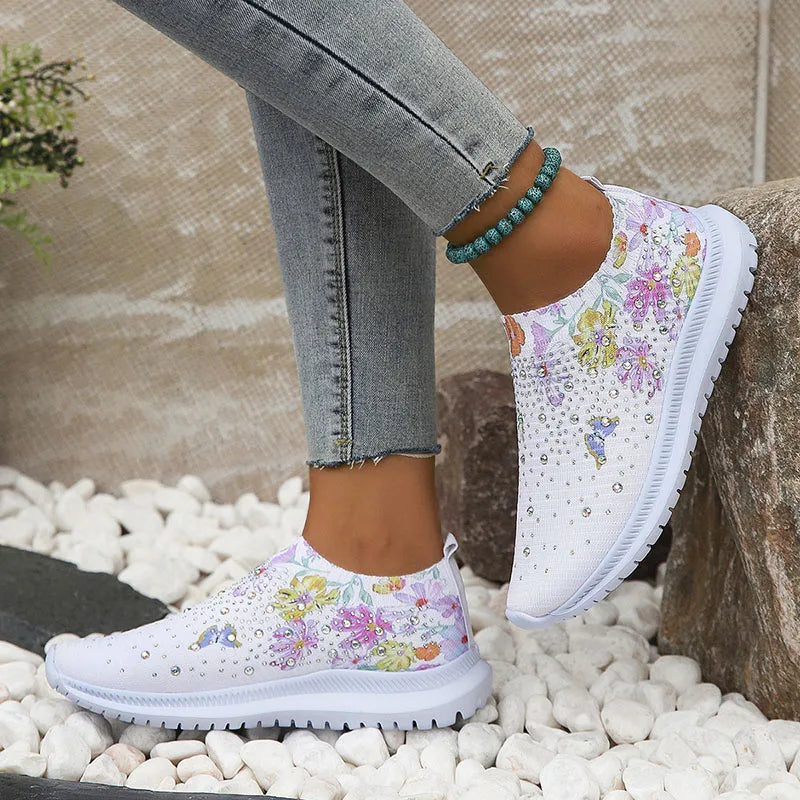 Lenny – Atmungsaktive Strick-Plattformschuhe mit Blumenmuster