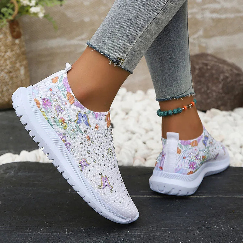 Lenny – Atmungsaktive Strick-Plattformschuhe mit Blumenmuster