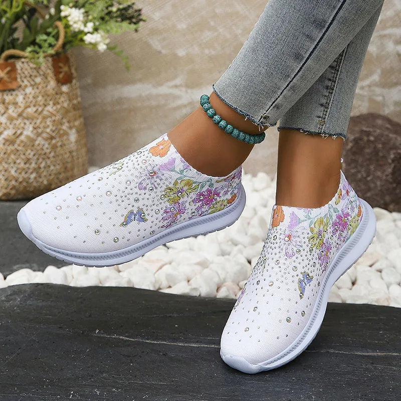 Lenny – Atmungsaktive Strick-Plattformschuhe mit Blumenmuster