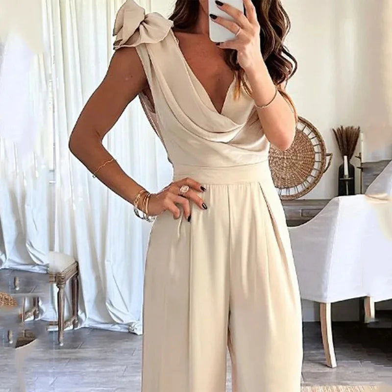 Stella - Ärmellose lange Jumpsuits mit V-Ausschnitt