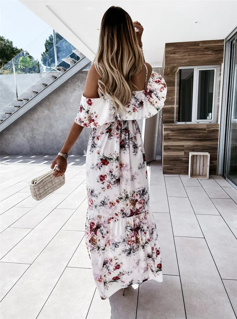 Lillymoda | Anaya - Blumiges Off-Shoulder Maxikleid