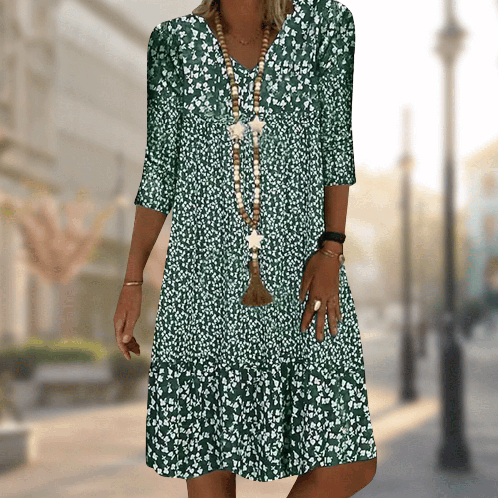 Lillymoda | Avery - Bedrucktes Lockeres Kleid mit V-Ausschnitt