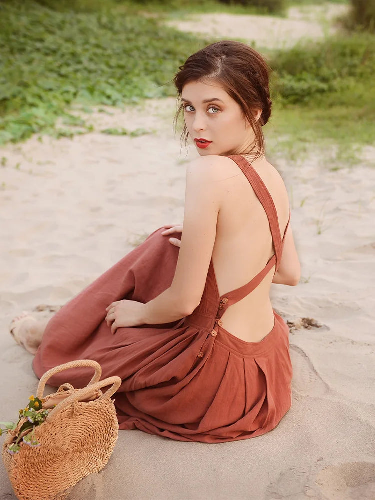 Lillymoda | Imogen - Elegantes Midikleid mit gekreuztem Rücken