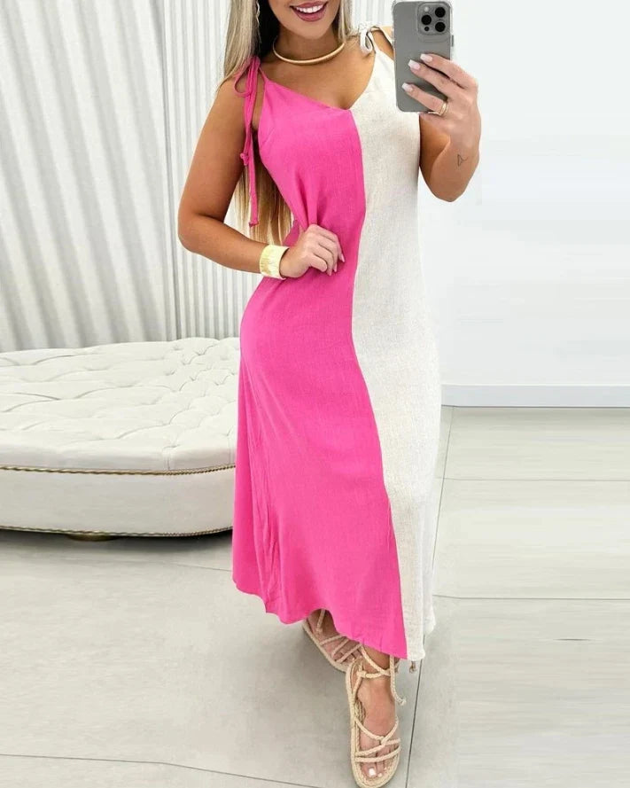 Lillymoda | Janelle - Lässiges ärmelloses Kleid mit V-Ausschnitt