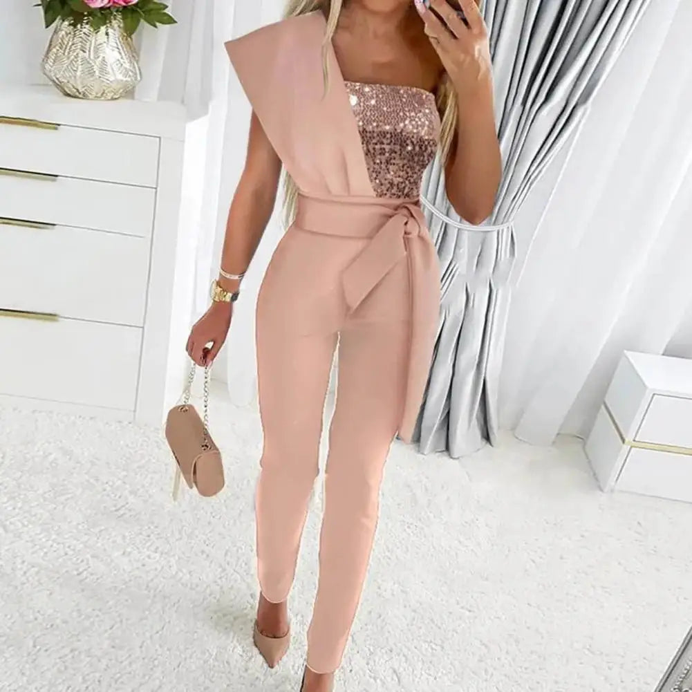 Zalicia - Jumpsuit mit Patchwork und funkelnden Pailletten