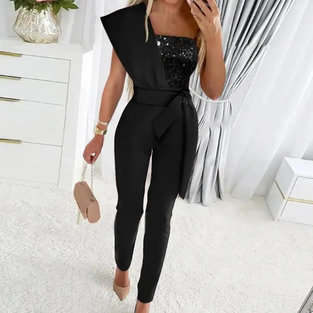 Zalicia - Jumpsuit mit Patchwork und funkelnden Pailletten