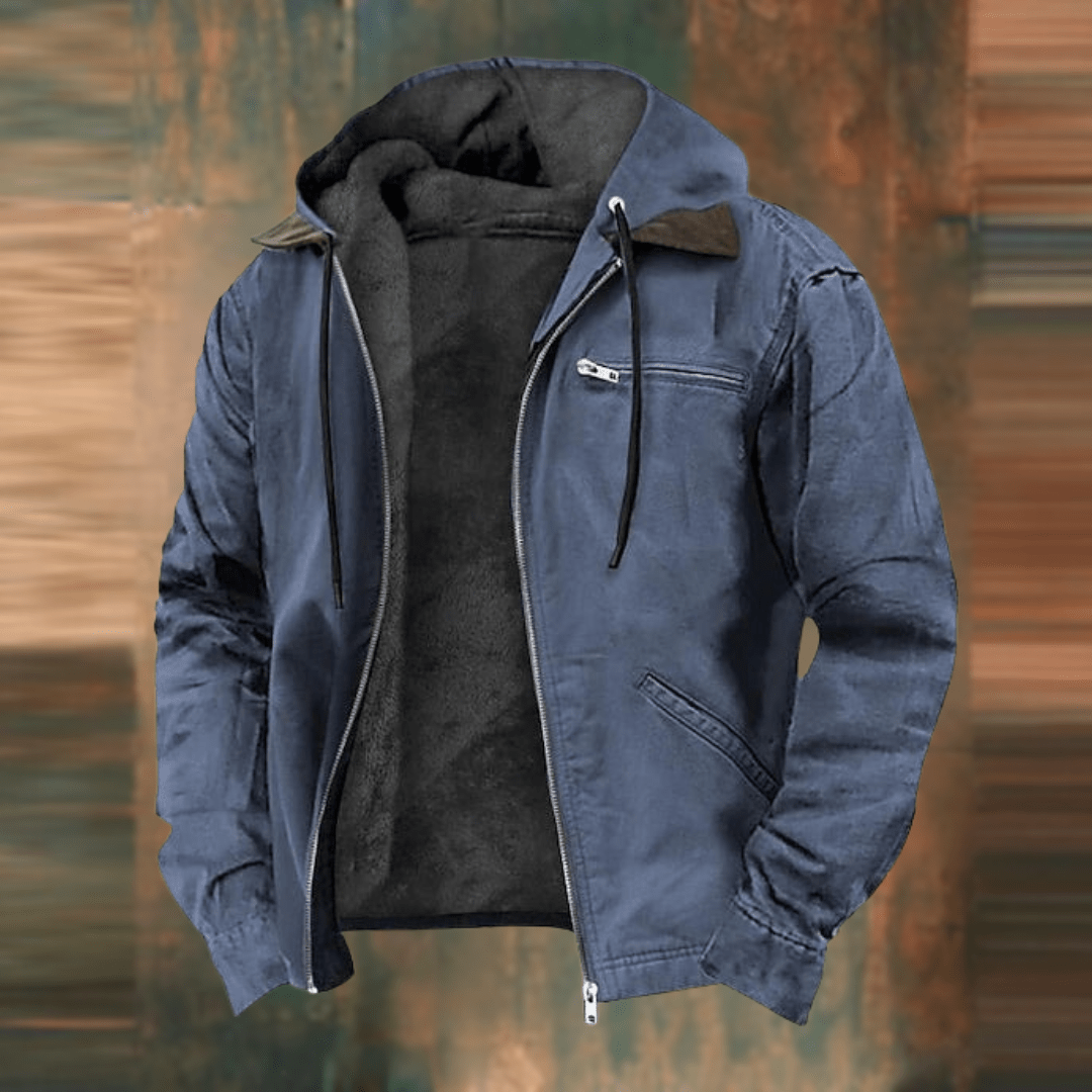 Fleece-gefütterte Jacke – mit Kapuze – mit Reißverschluss – Winterjacke – Herrenjacken