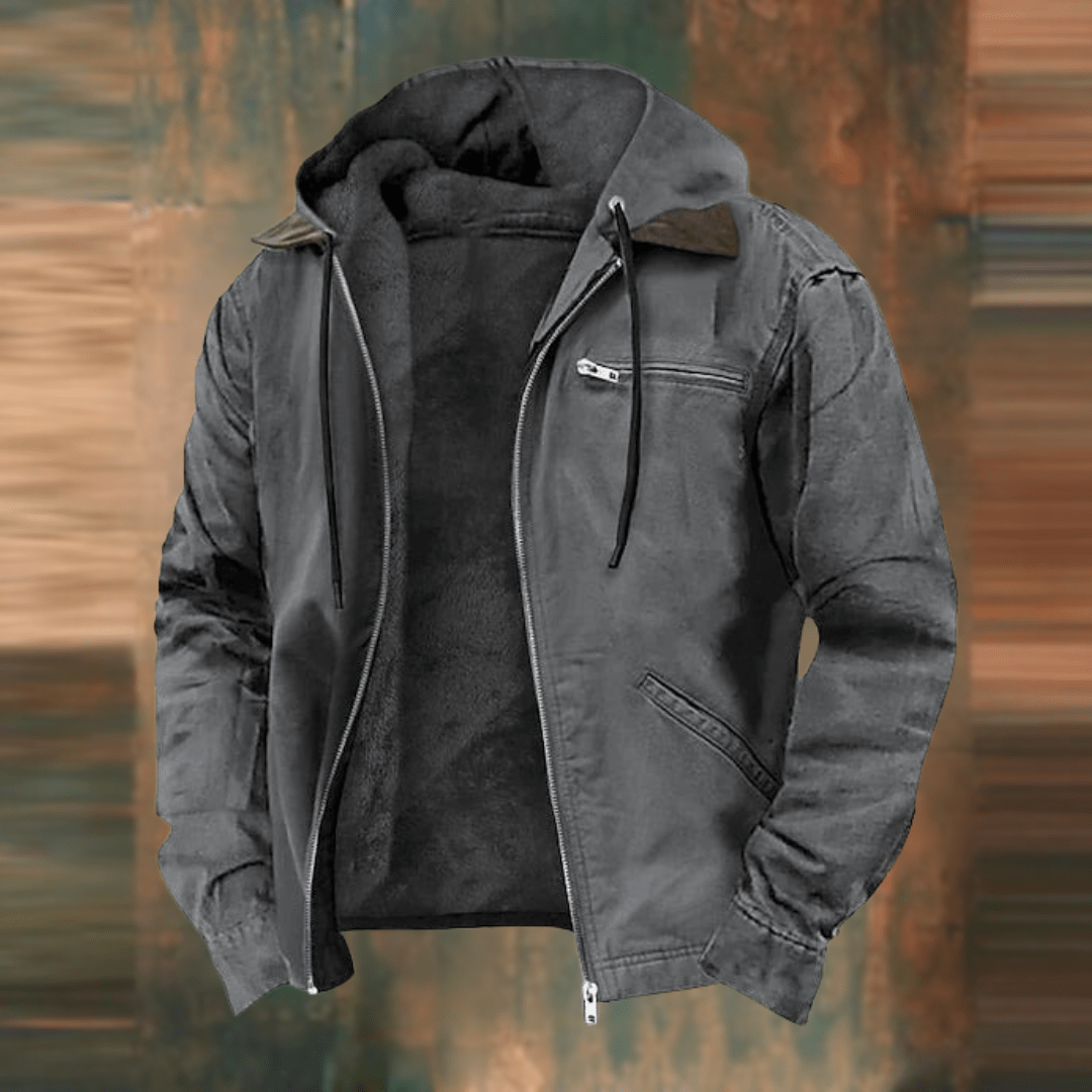 Fleece-gefütterte Jacke – mit Kapuze – mit Reißverschluss – Winterjacke – Herrenjacken