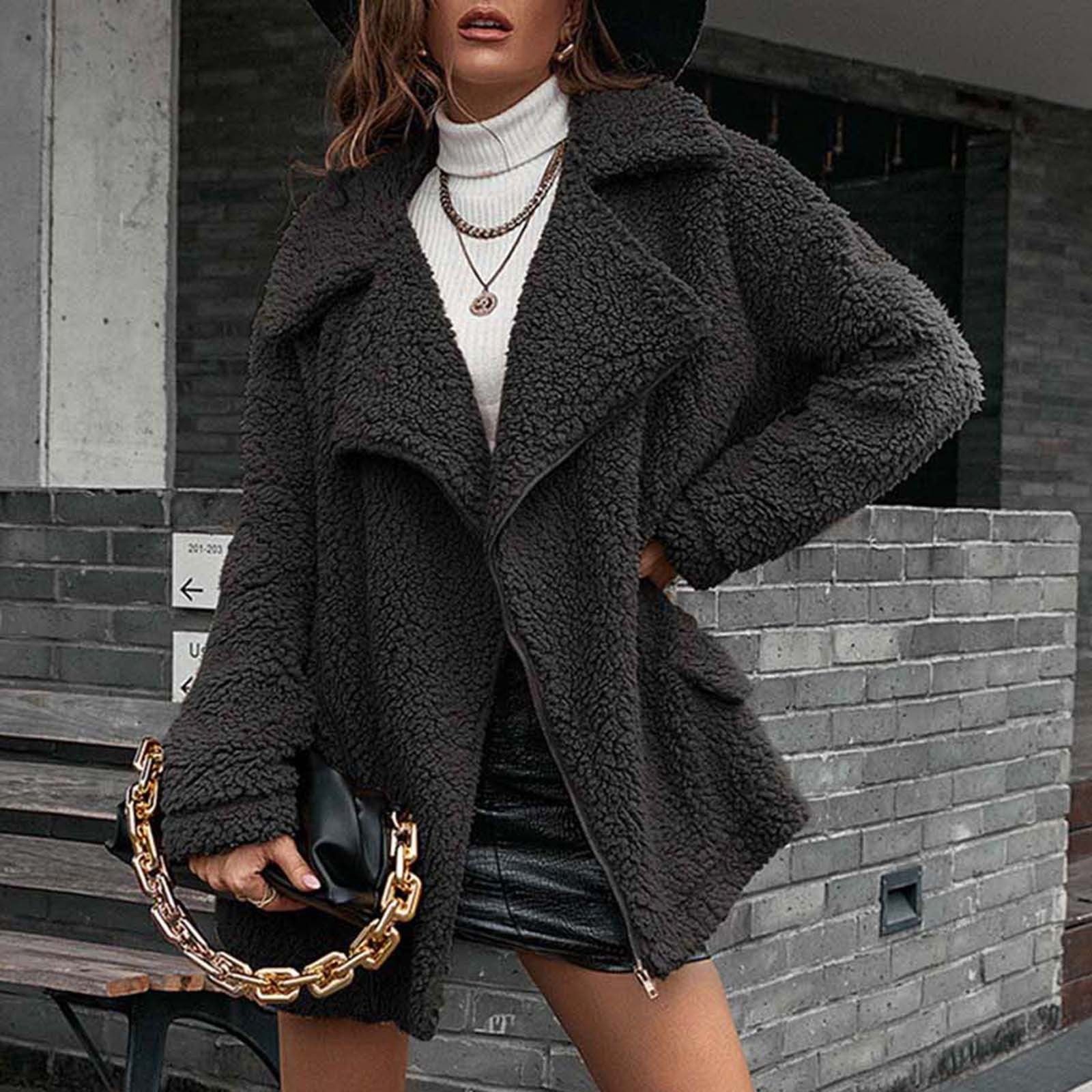 Lillymoda | Emery - Warme Teddyjacke mit Reißverschluss