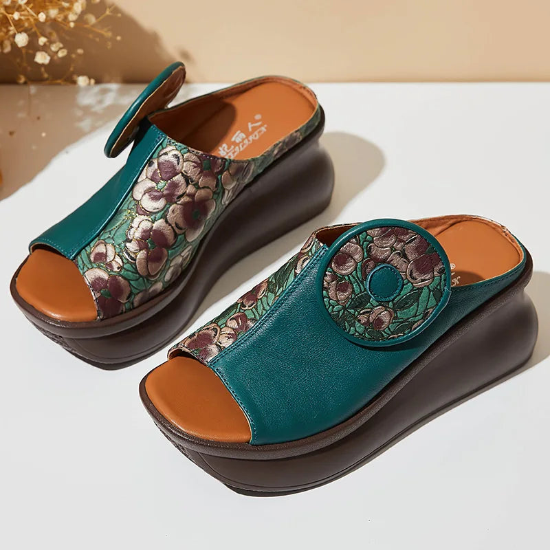 Ruth - Sandalen mit Keilabsatz und Echtleder