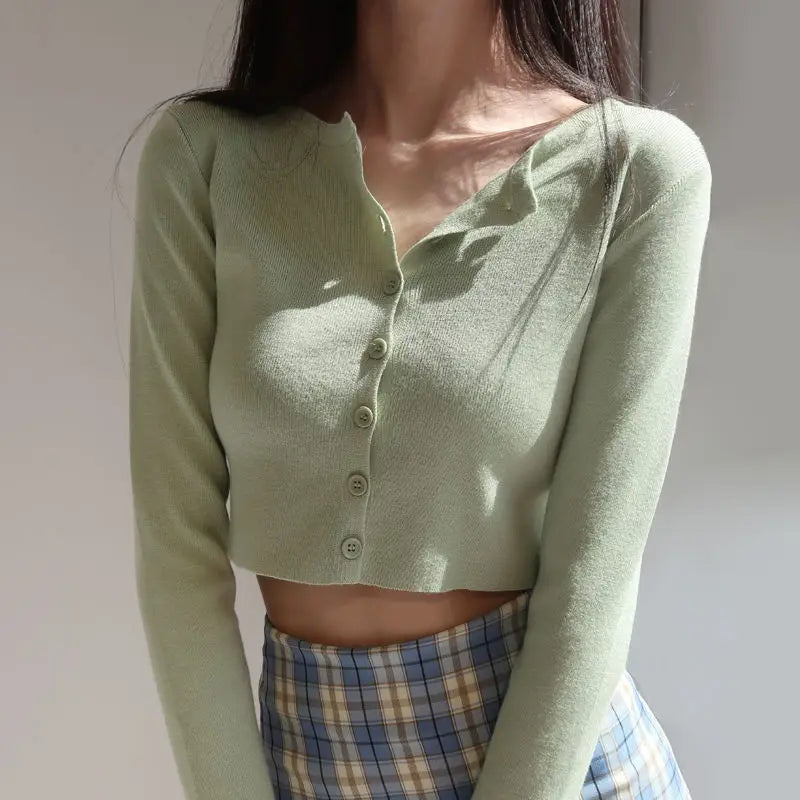 Gwendy - Crop Top Pullover mit Knöpfen