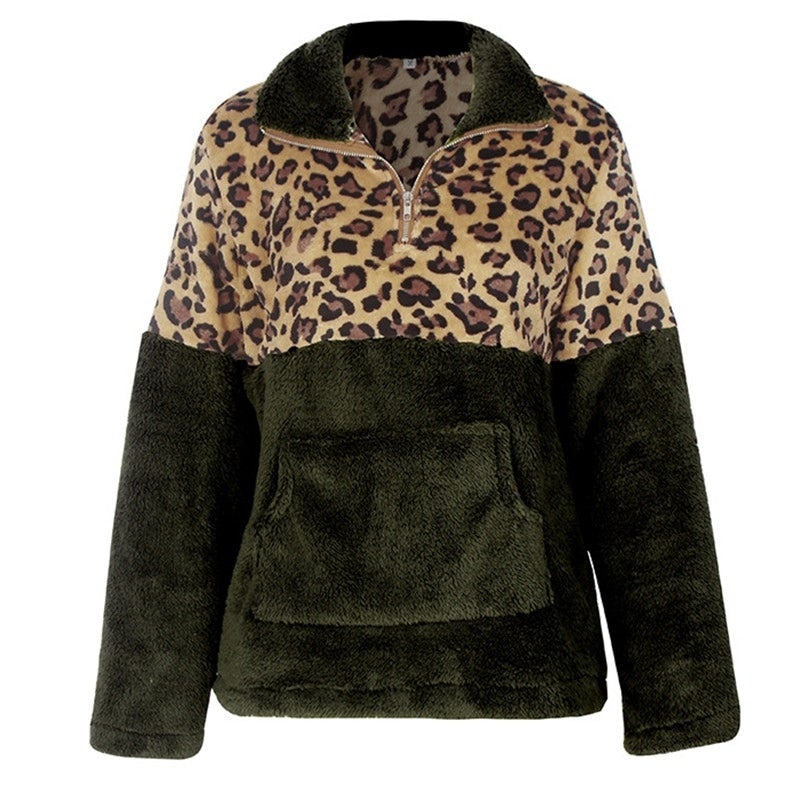 Leoparden-Fleece-Sweatshirt für Damen
