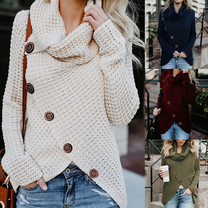 Millie - Moderner A-Symmetrischer Rollkragenpullover mit stilvollen Details