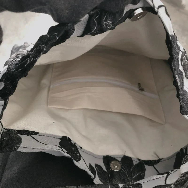 Floral bestickte Schultertasche – Vintage Shopper mit großer Kapazität - Wilma