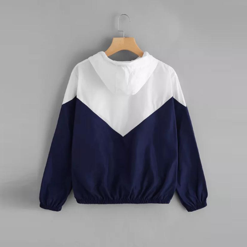 Zweifarbige Damen Übergangsjacke mit Kapuze