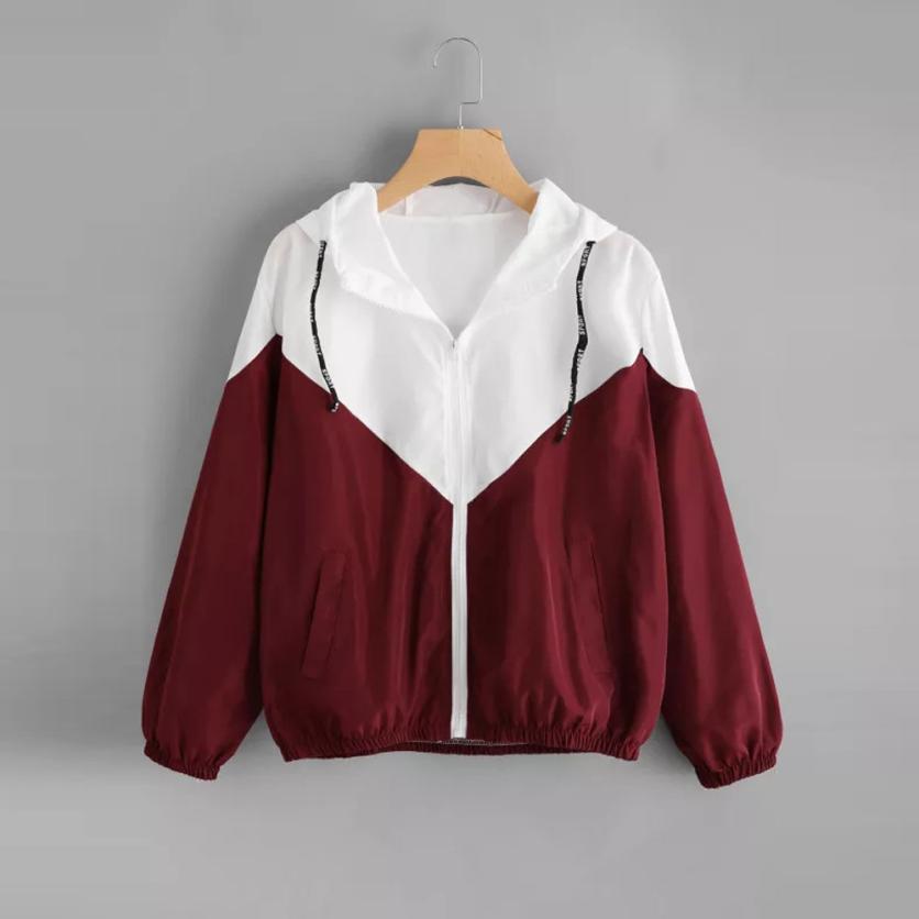 Zweifarbige Damen Übergangsjacke mit Kapuze
