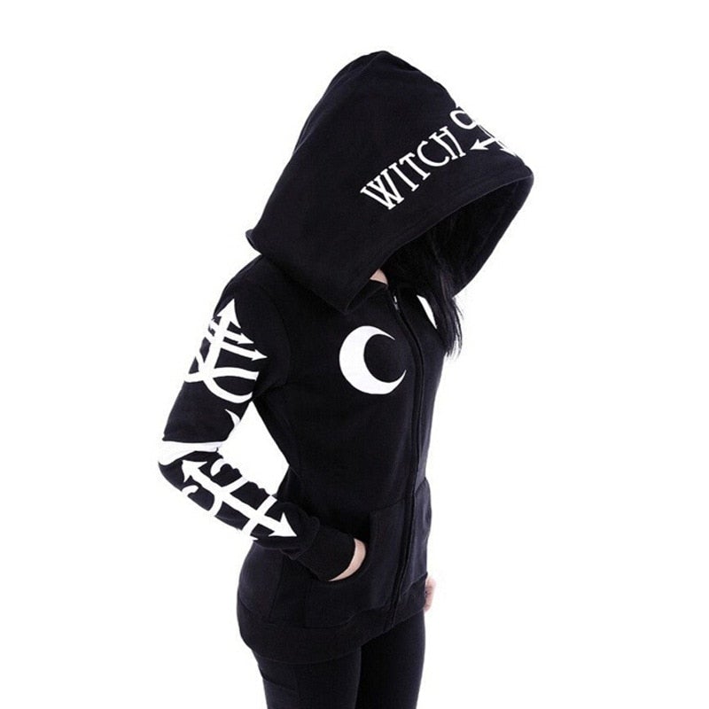 Damen-Gothic-Sweatshirt mit Reißverschluss