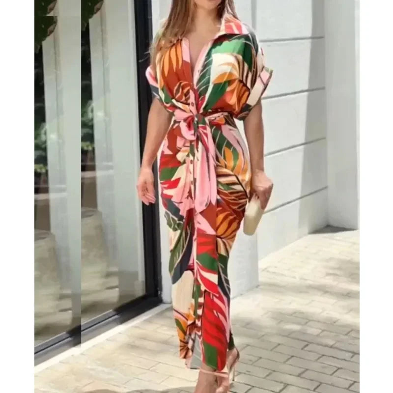 Lillymoda | Alexa - Stilvolles Bedrucktes und Plissiertes Langes Kleid