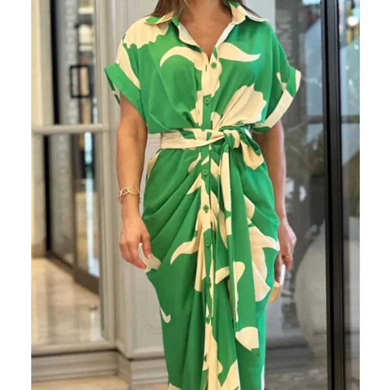Lillymoda | Alexa - Stilvolles Bedrucktes und Plissiertes Langes Kleid