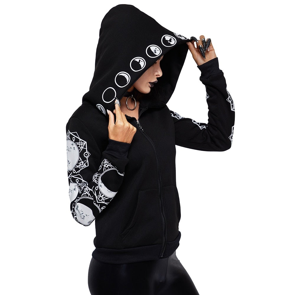 Damen-Gothic-Sweatshirt mit Reißverschluss