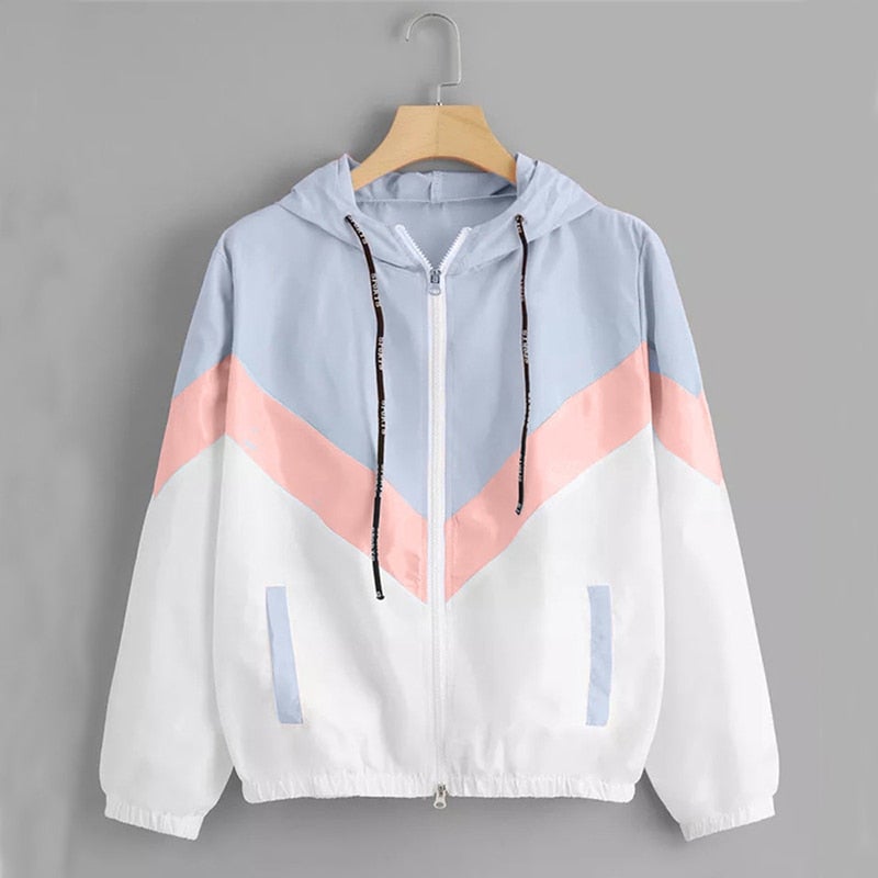 Zweifarbige Damen Übergangsjacke mit Kapuze