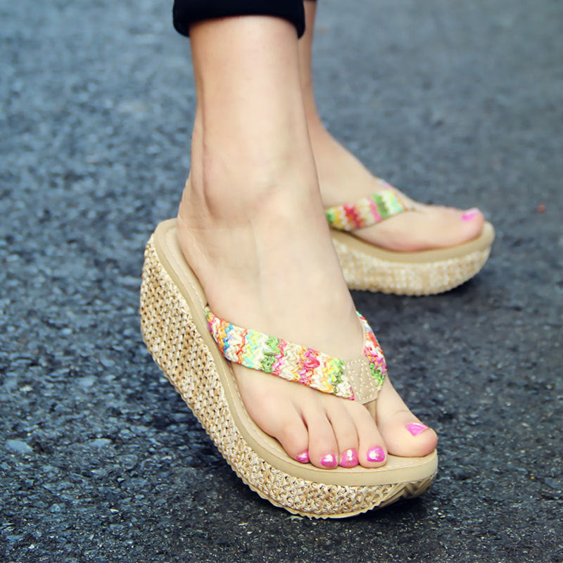 Luigia - Damen Keilabsatz Zehentrenner Sandalen
