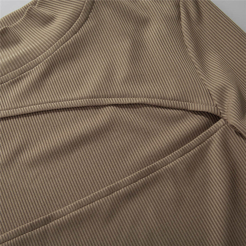 Beiges Damen-Shirt mit Cut-Out