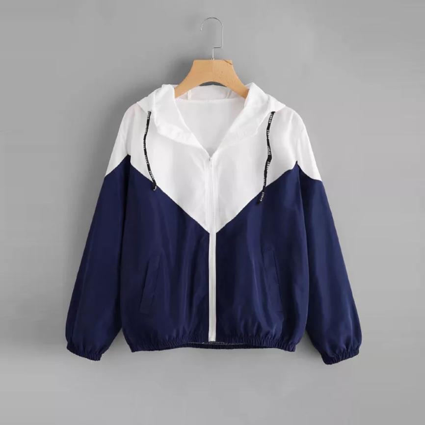 Zweifarbige Damen Übergangsjacke mit Kapuze