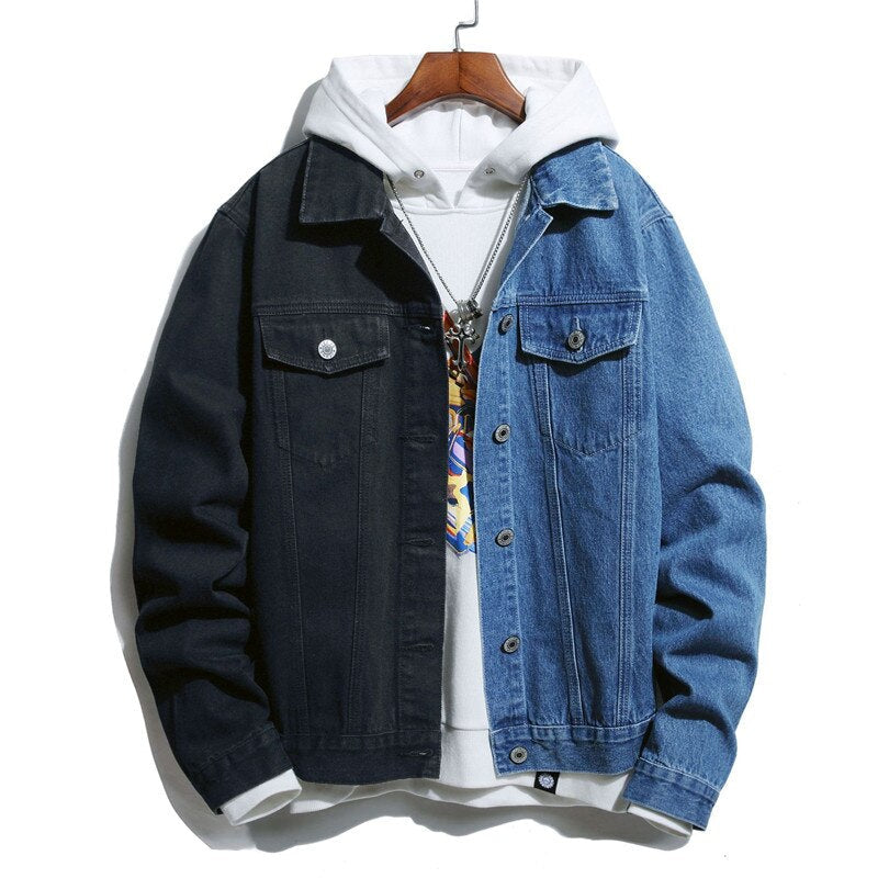 Zweifarbige Jeansjacke für Herren