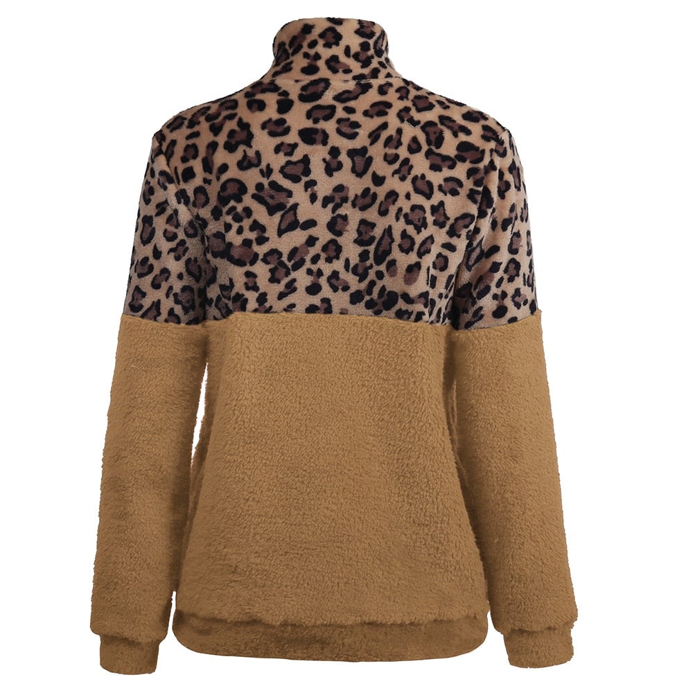 Leoparden-Fleece-Sweatshirt für Damen