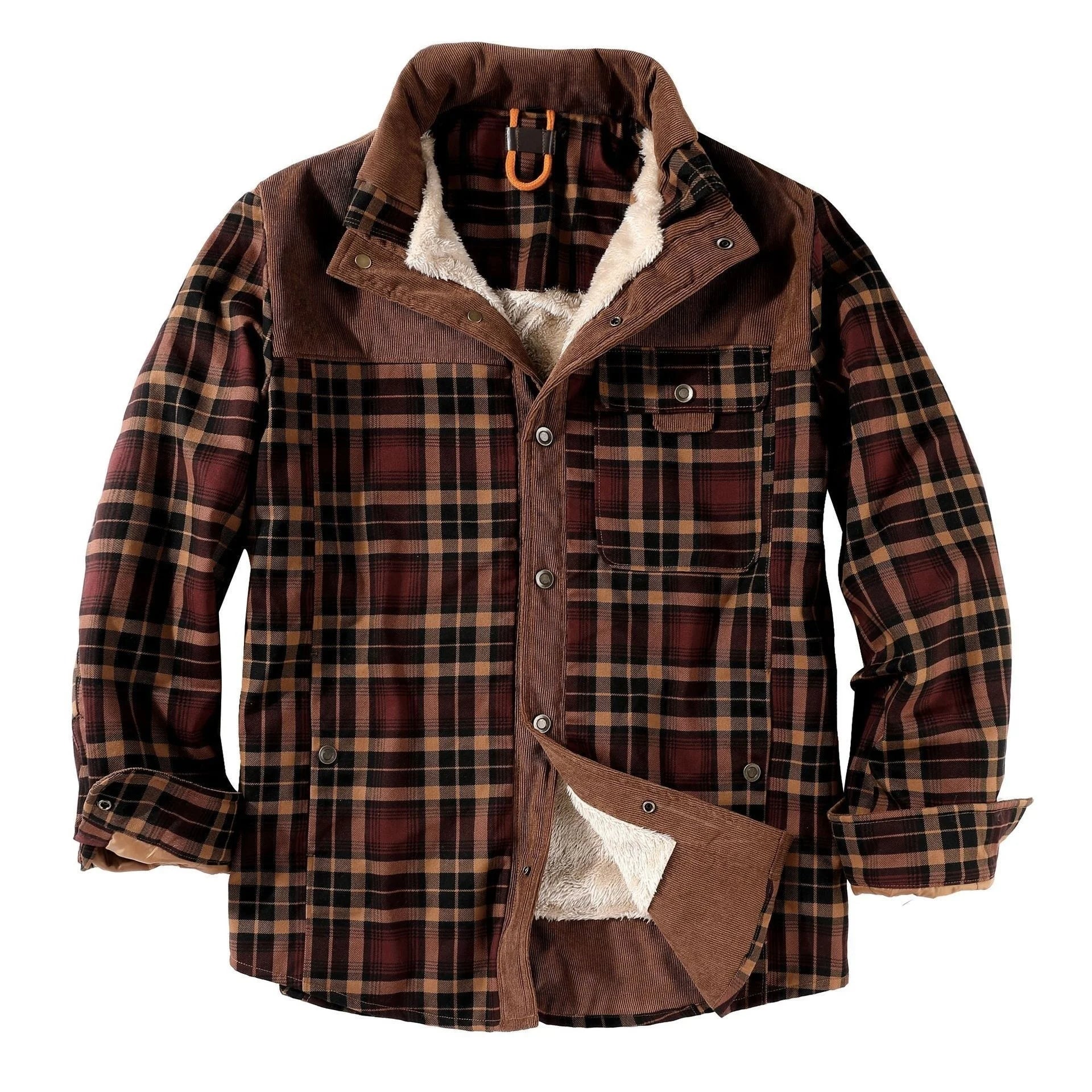 Holzfällerhemd für Herren | Karo | mit Knöpfen | Fleece-Holzfällerjacke | Holzfällerjacke