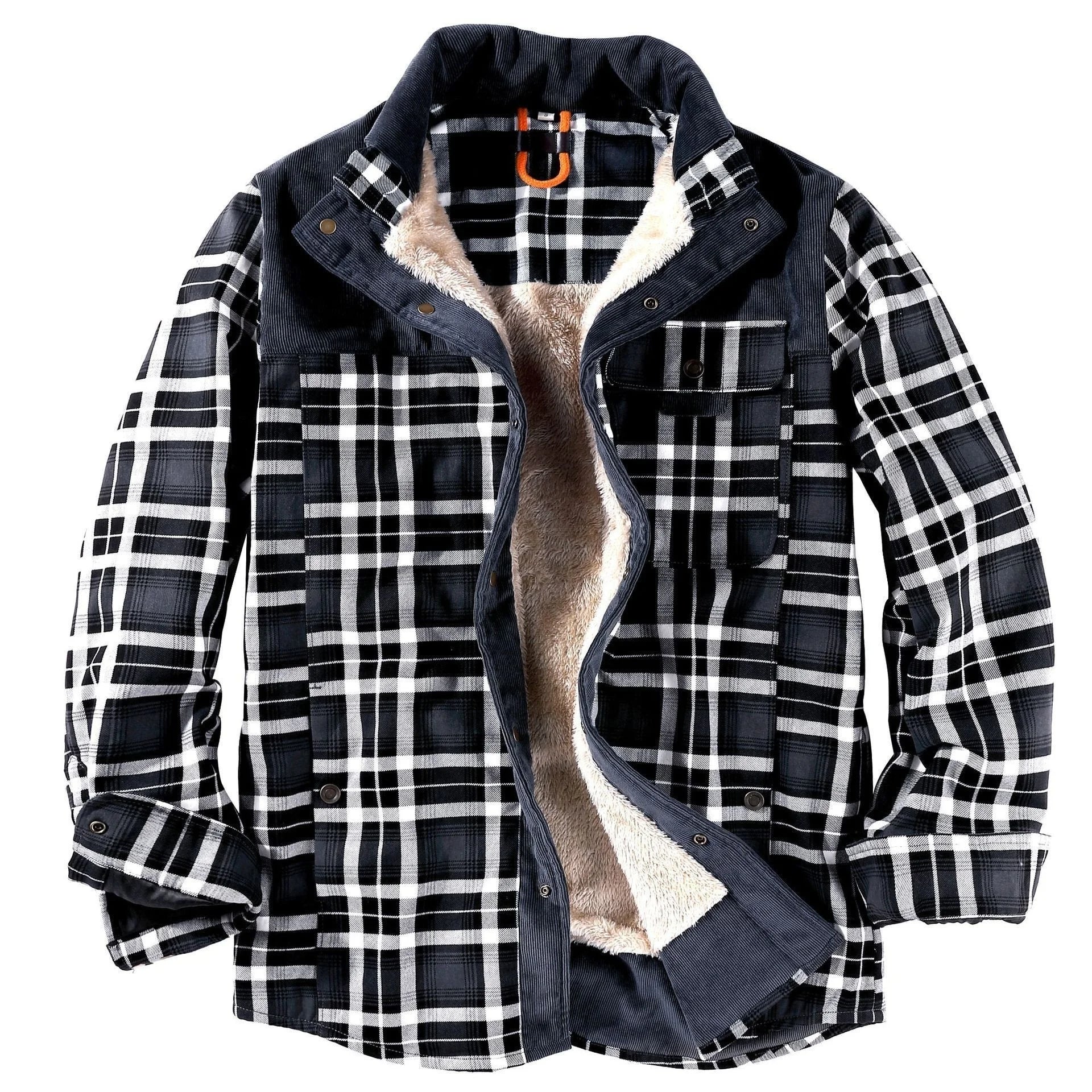 Holzfällerhemd für Herren | Karo | mit Knöpfen | Fleece-Holzfällerjacke | Holzfällerjacke