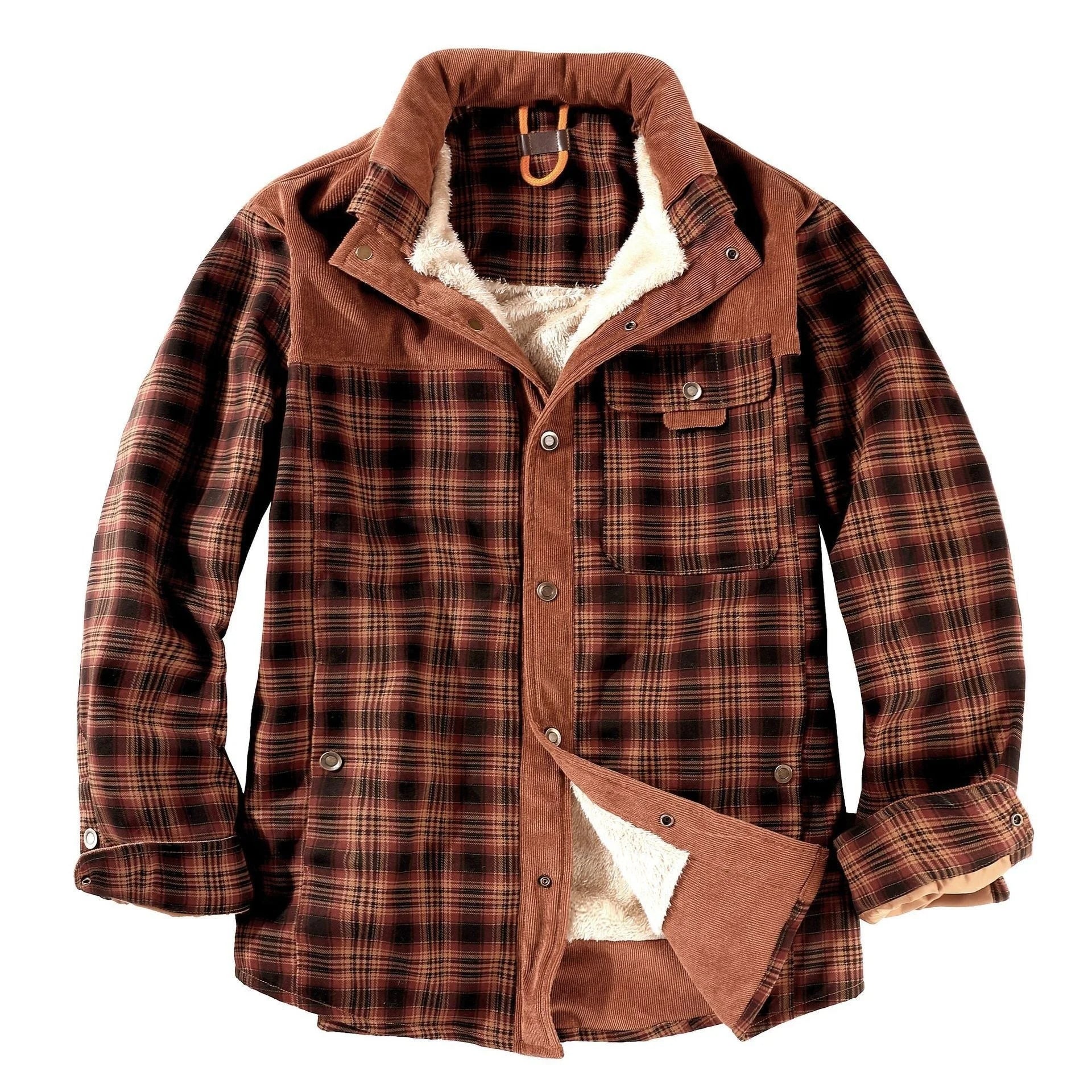 Holzfällerhemd für Herren | Karo | mit Knöpfen | Fleece-Holzfällerjacke | Holzfällerjacke