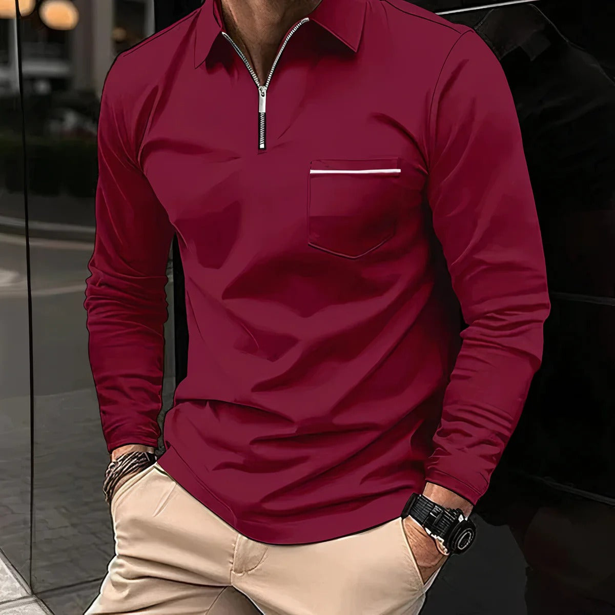 Edmon - Langarmeliges Poloshirt