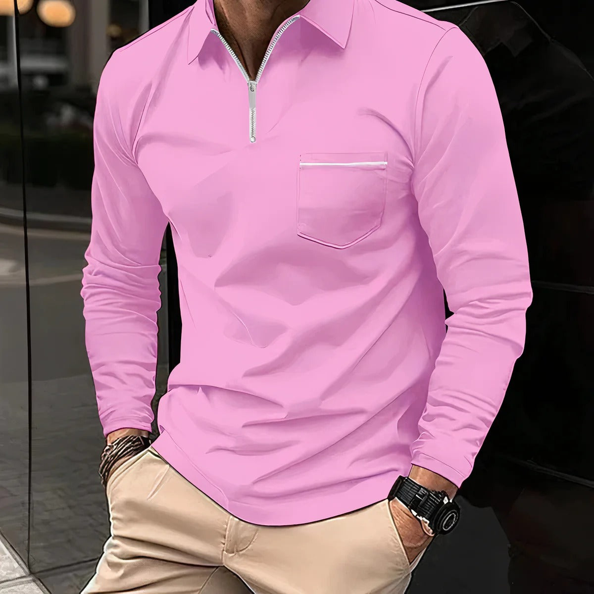 Edmon - Langarmeliges Poloshirt