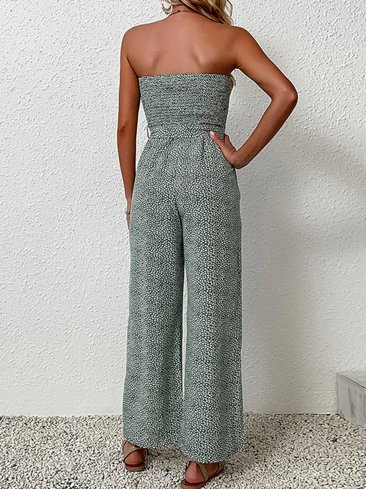 Vea– Lässiger Damen-Jumpsuit mit schulterfreiem Design und Schnürung