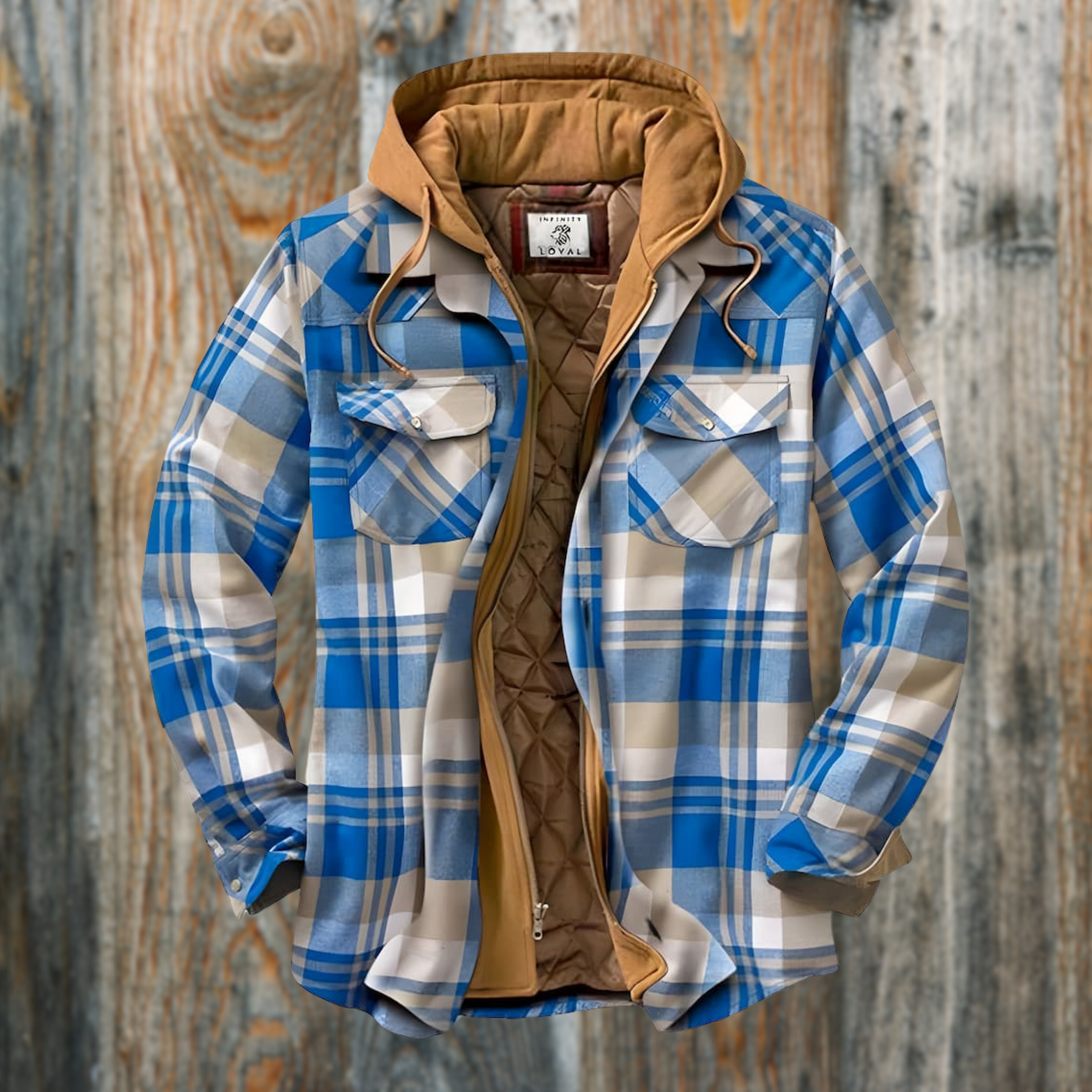 Karojacke – gesteppte Herren-Herbstjacke mit Kapuze