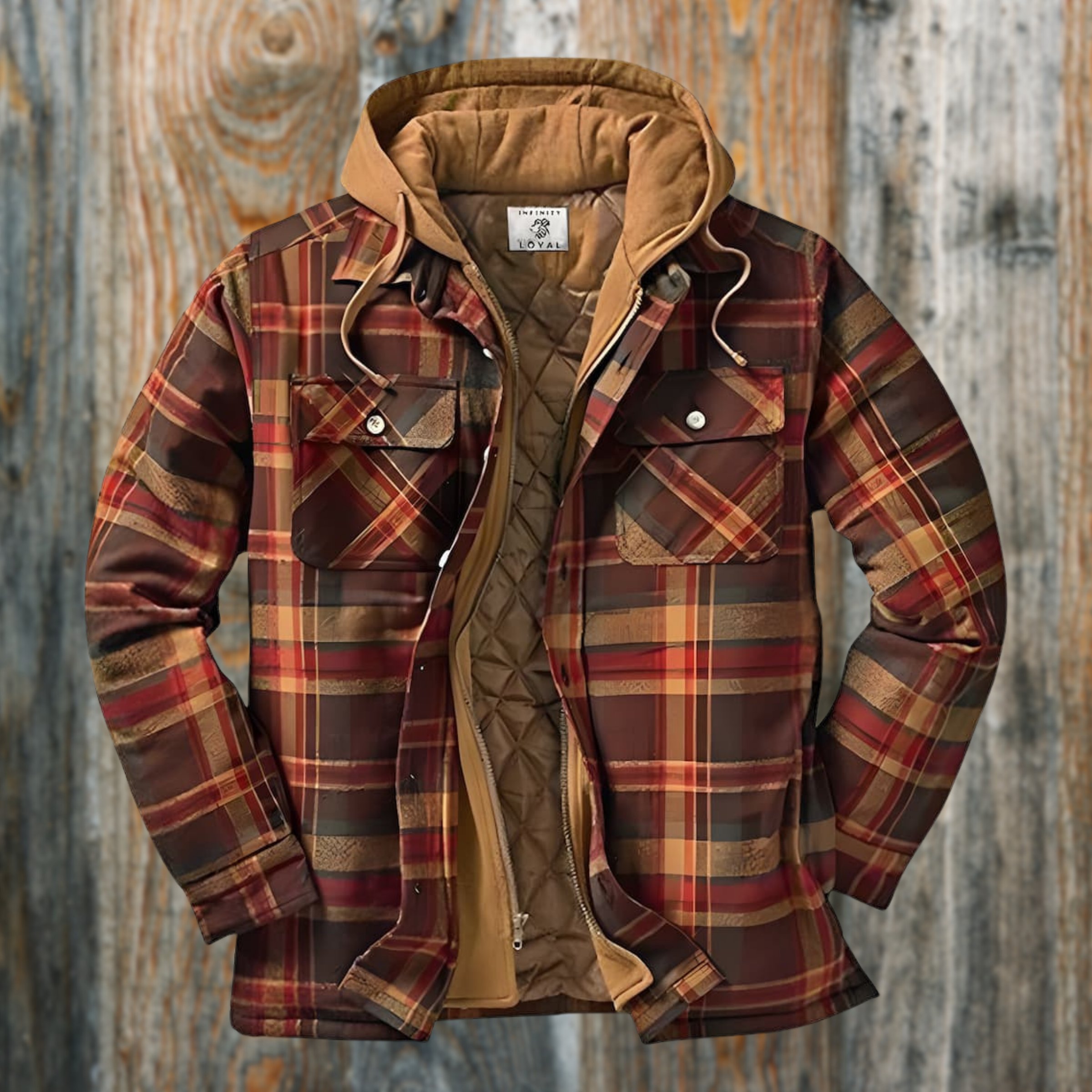 Karojacke – gesteppte Herren-Herbstjacke mit Kapuze