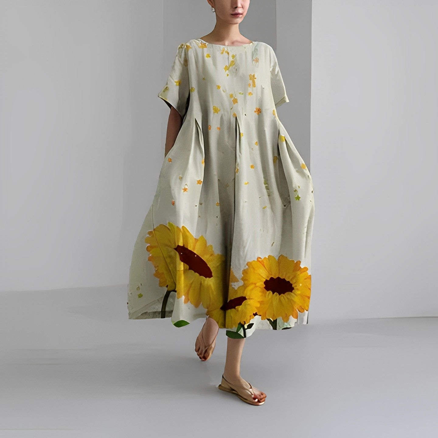 Boho Blumenkleid Damen Baumwolle Elegant Lang – Kerstin