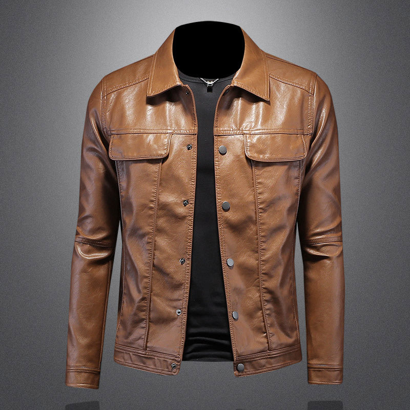 Lederjacke | Kunstleder | Button-Up | Herren Lederjacke | Bikerjacke